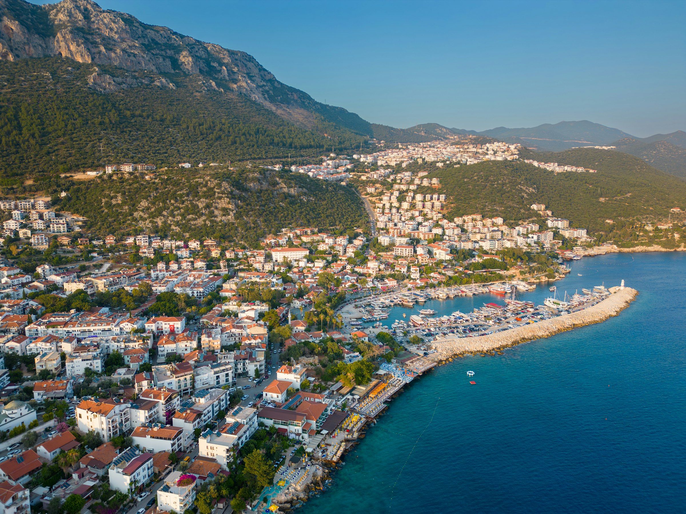 Aerial view of the coastal town of Kaş