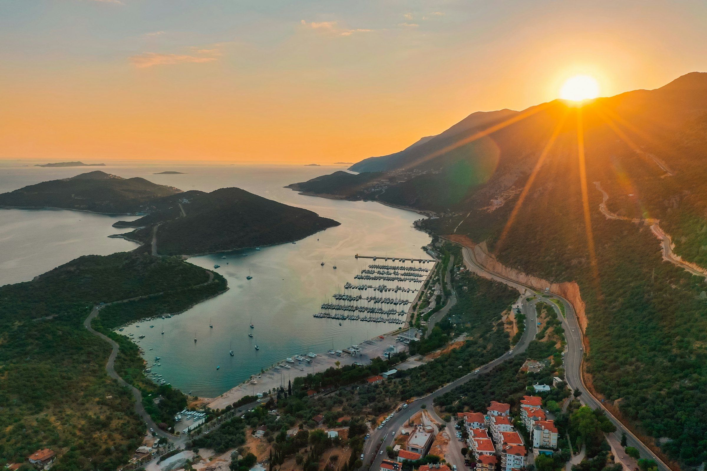 The sun setting over the small town of Kaş